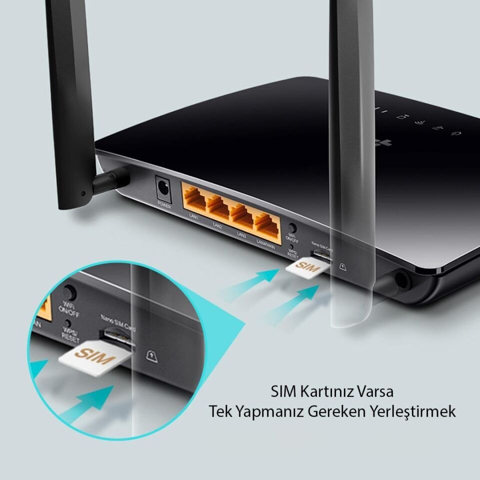 TP-Link Archer MR400 AC1200 Mbps 4G/3G LTE SIM Destekli Yuvası Çift Bant 10/100 Port Kablosuz Router
