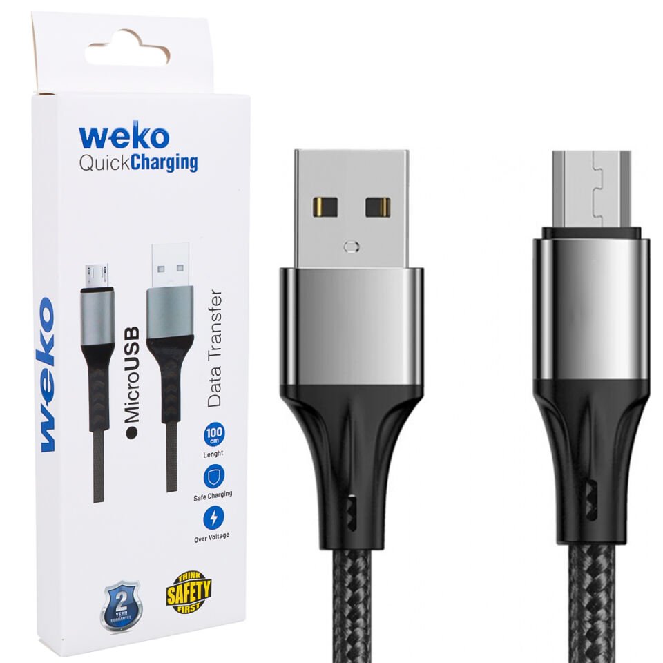 Weko WK-22023 USB To Micro USB Örgülü Lacivert Şarj Kablosu 1 Metre
