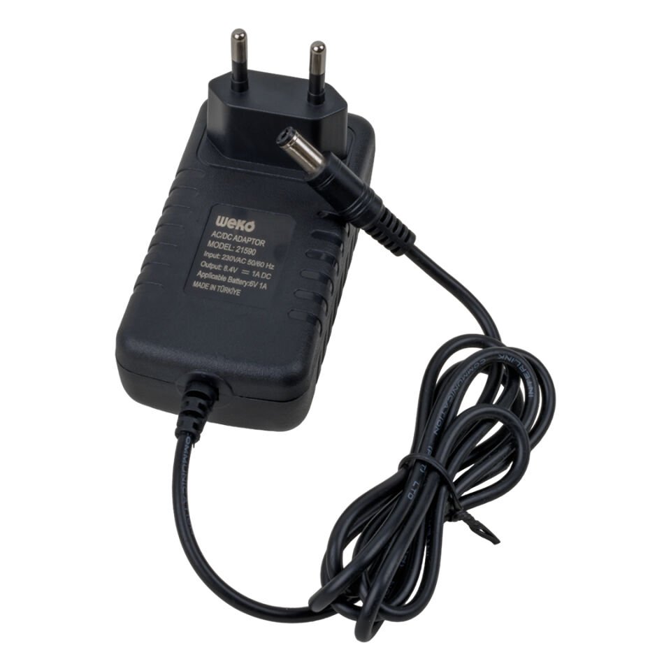 Weko 8.4 Volt 1 Amper 8.4 Watt 5.5x2.5 Uçlu Lityum Pil Şarj Edebilen Ledli Şarj Adaptörü Aleti 6V-1A İçin Kullanılır