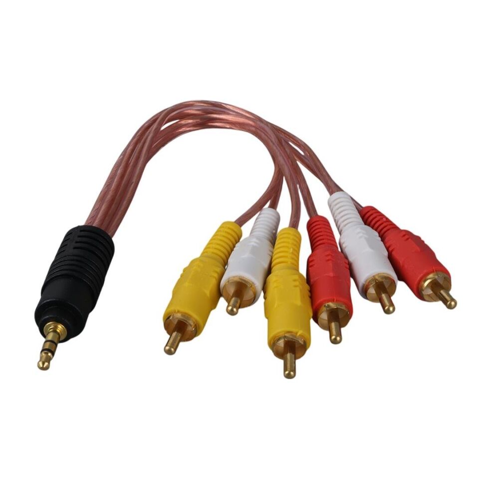 Ayt 3.5 Mm Stereo Erkek -6 Tos Erkek 5+1 Ses Sistemi Kablosu 3.5mm Kulaklık Aux Girişi Renkli Rca Çıkışı