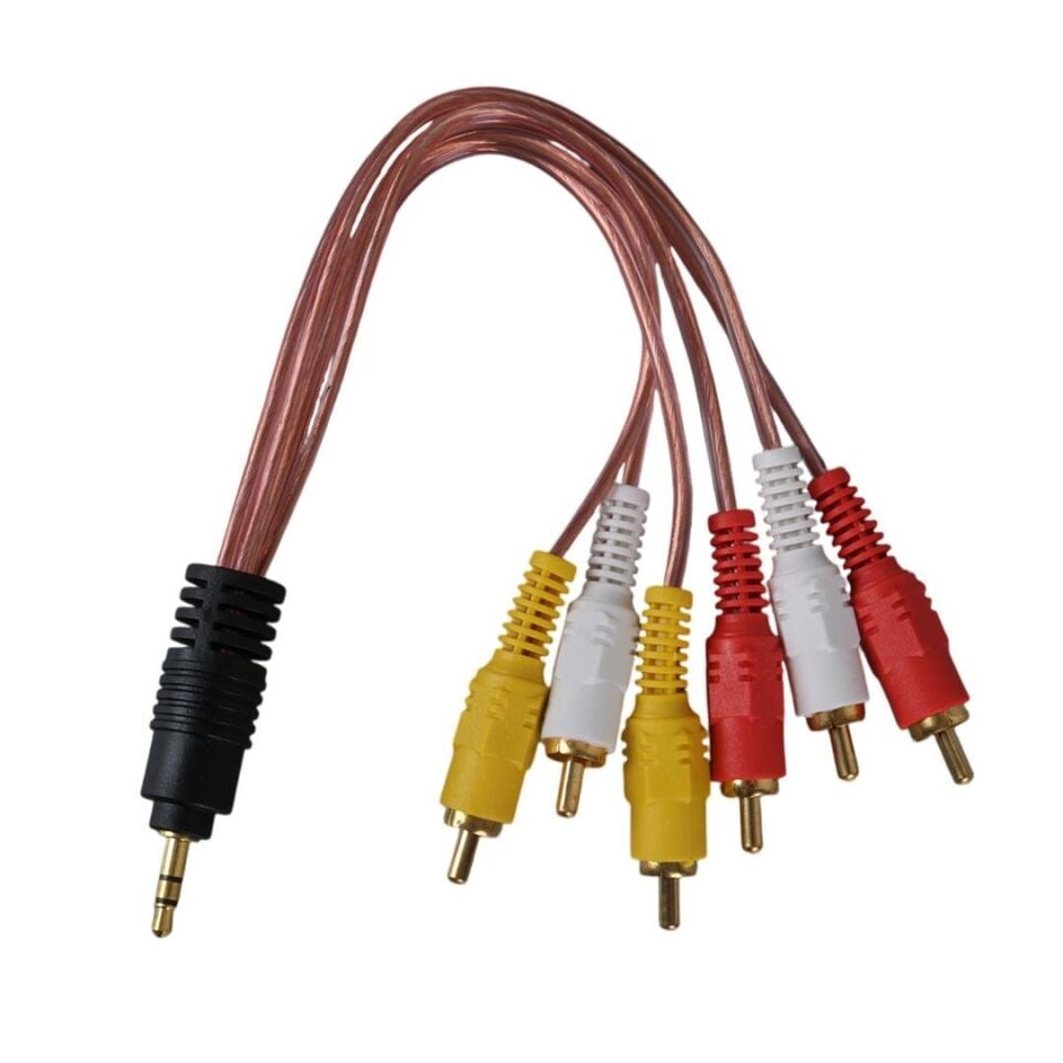 3.5 Mm Stereo Erkek -6 Tos Erkek 5+1 Ses Sistemi Kablosu 3.5mm Kulaklık Aux Girişi Renkli Rca Çıkışı