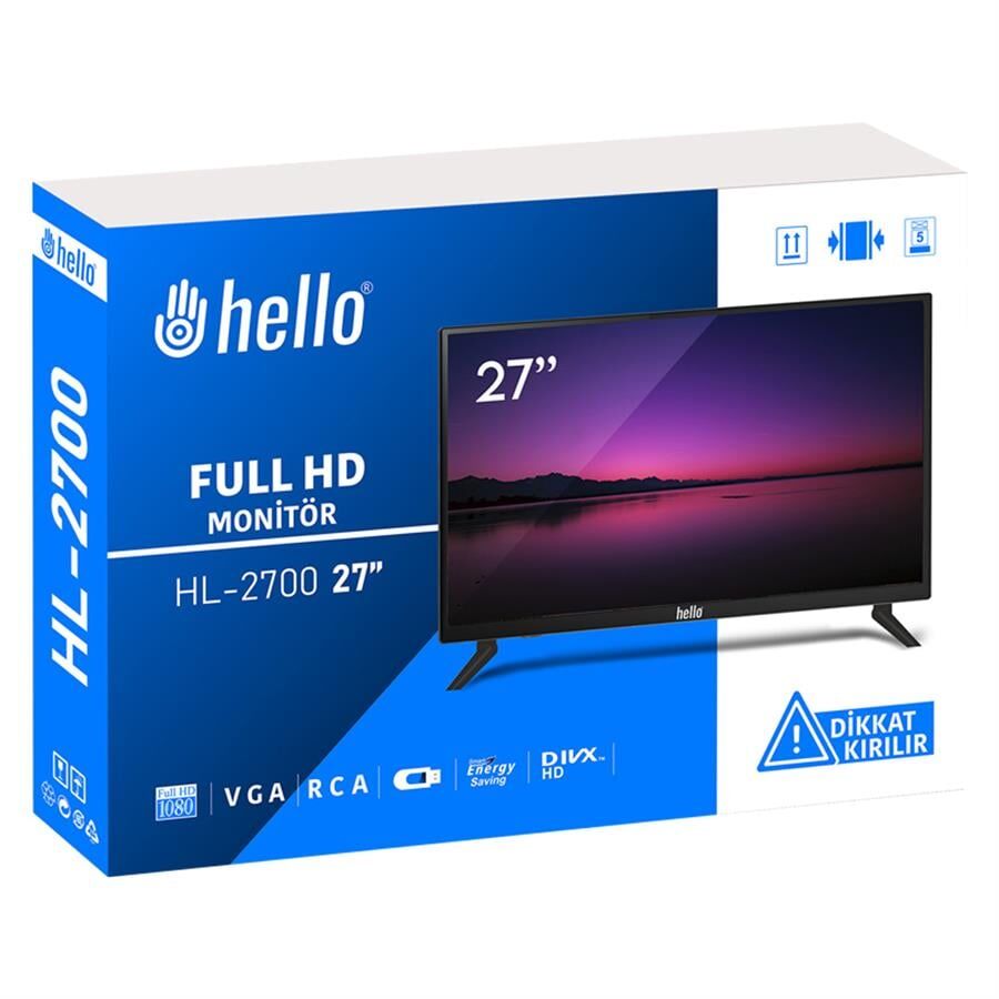 Ayt Hl-2700 27 İnç 68 Ekran Vga Hdmı Rca Monitörü Lcd Led Tv Ev ve Oto Araç Kullanımına Uygun