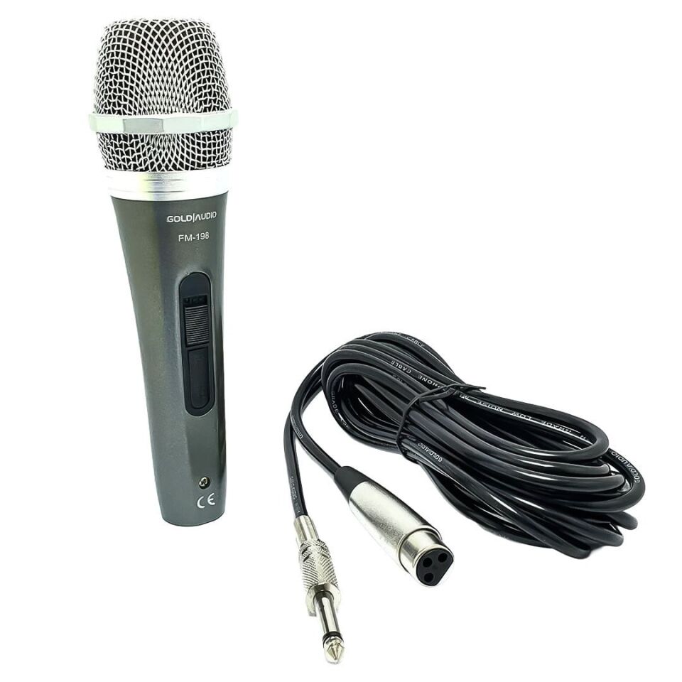 Ayt Gold Audio FM-198 Kablolu El Mikrofon 6.3 mm Jack Girişli 5 Metre Kablolu Mikrofon