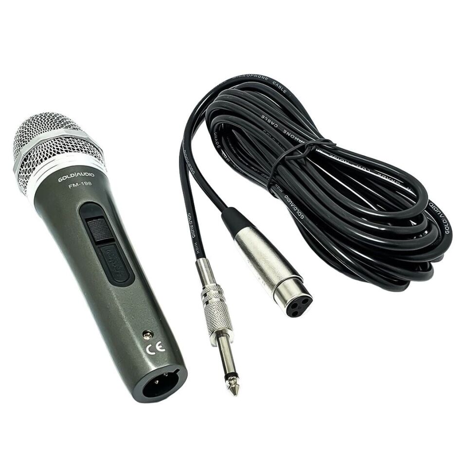 Ayt Gold Audio FM-198 Kablolu El Mikrofon 6.3 mm Jack Girişli 5 Metre Kablolu Mikrofon