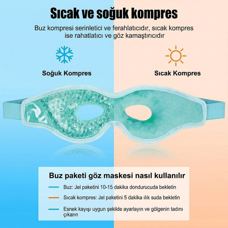 Sunup SN-29668 Jel Boncuklu Göz Maskesi Soğuk & Sıcak Kullanım Rahatlatıcı Terapi Maskesi