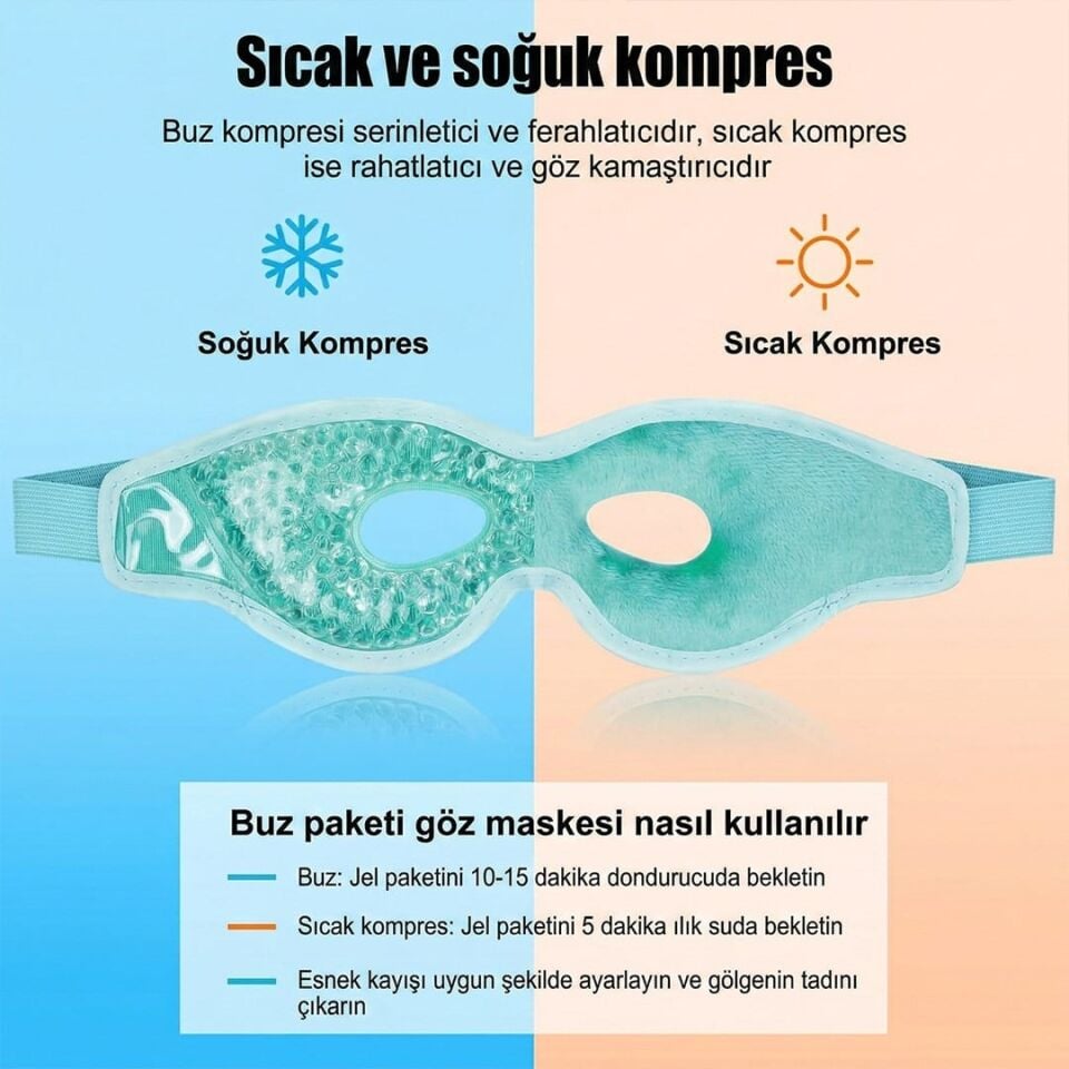 Sunup SN-29668 Jel Boncuklu Göz Maskesi Soğuk & Sıcak Kullanım Rahatlatıcı Terapi Maskesi