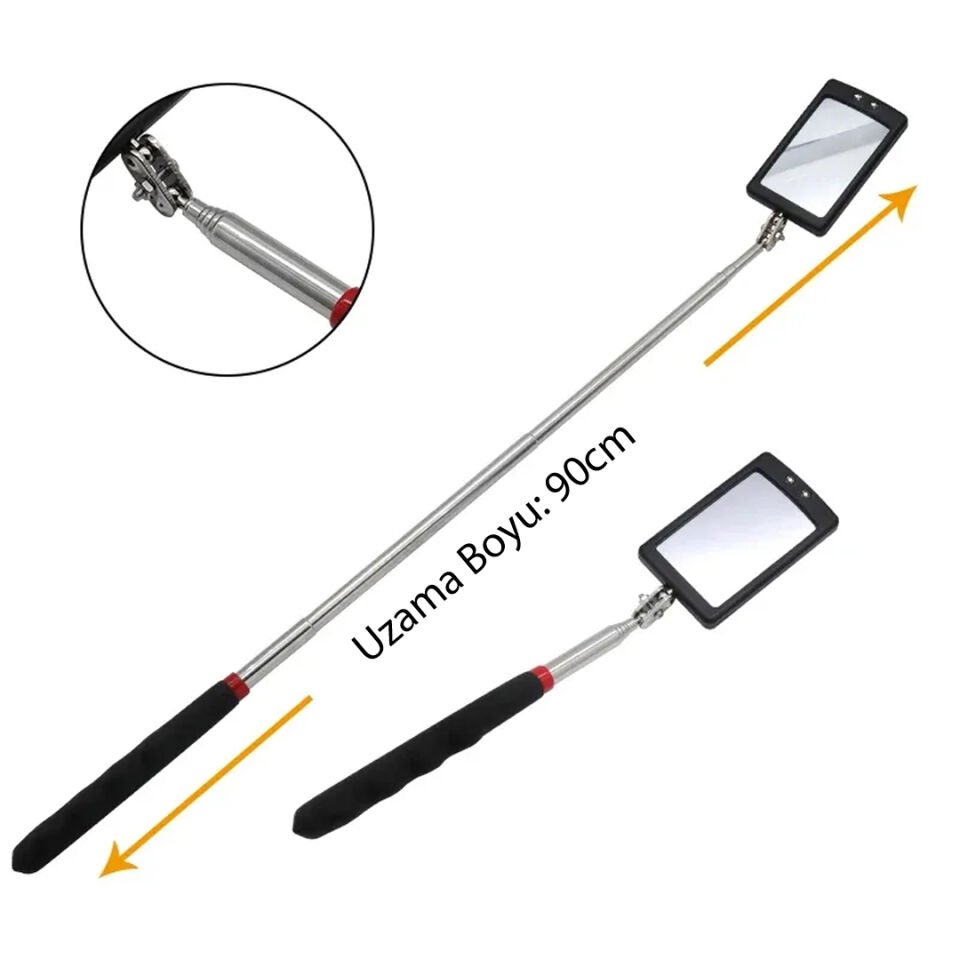 Ayt Powermaster PM-26176 Teleskopik Uzayan Katlanır Işıklı Ayna 90 CM Uzama Boyu