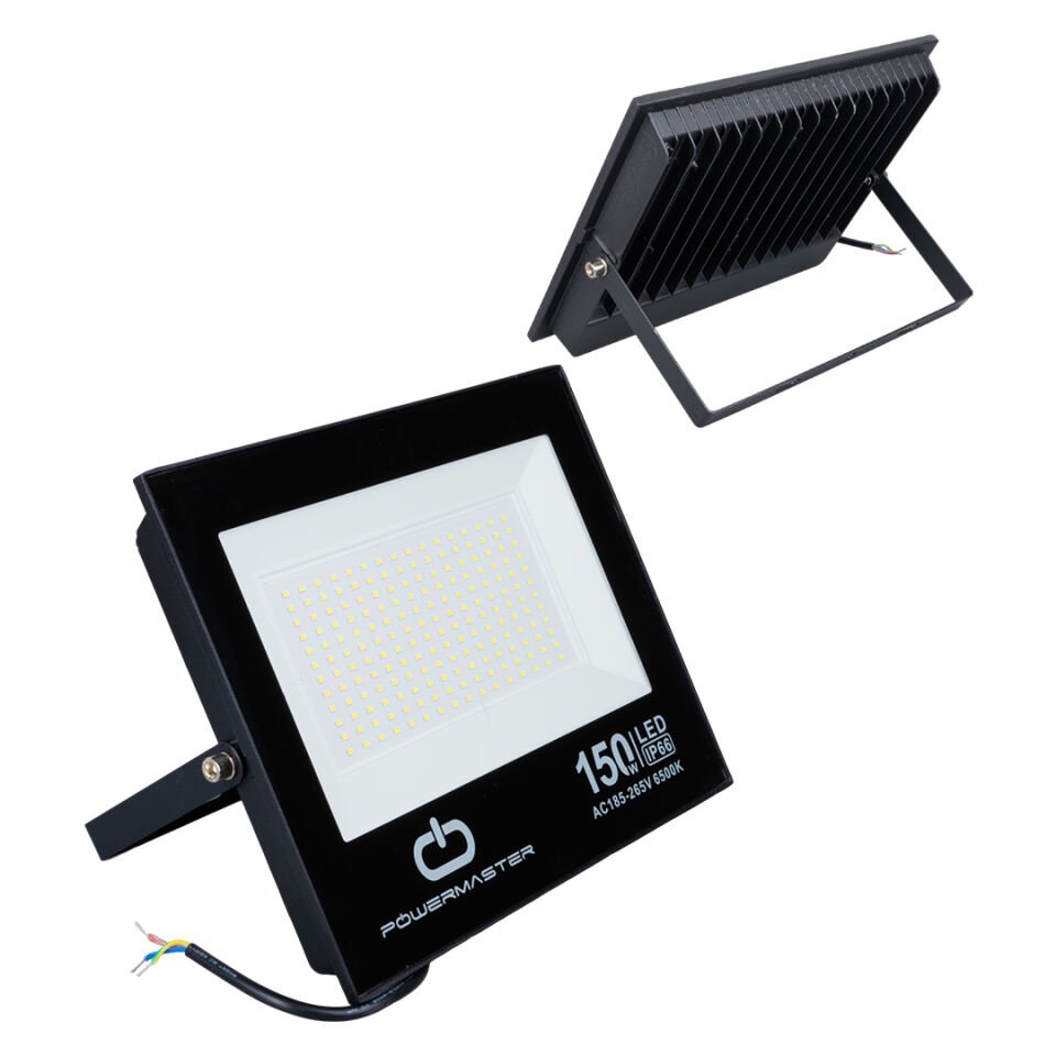 Powermaster 150 Watt 220 Volt 6500K Işık Açısı Siyah Slim Kasa Beyaz Led Projektör Lamba Dış Mekan Aydınlatma