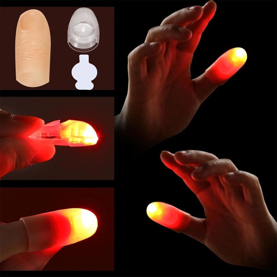 Sunup Sn-24882 Profesyonel Kirmizi LED Işikli Sihirbazlik Baş Parmaği Seti