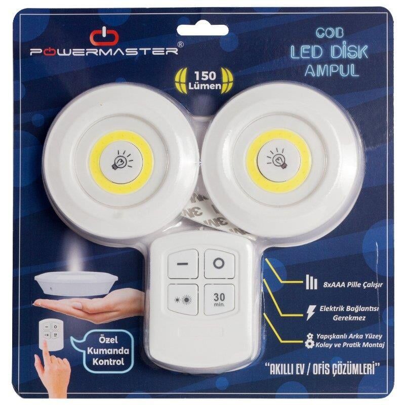 Ayt Cob Led Kabin Ampul Kumandalı 2 li Tezgah Altı Aydınlatma Pilli Dolap İçi Lamba