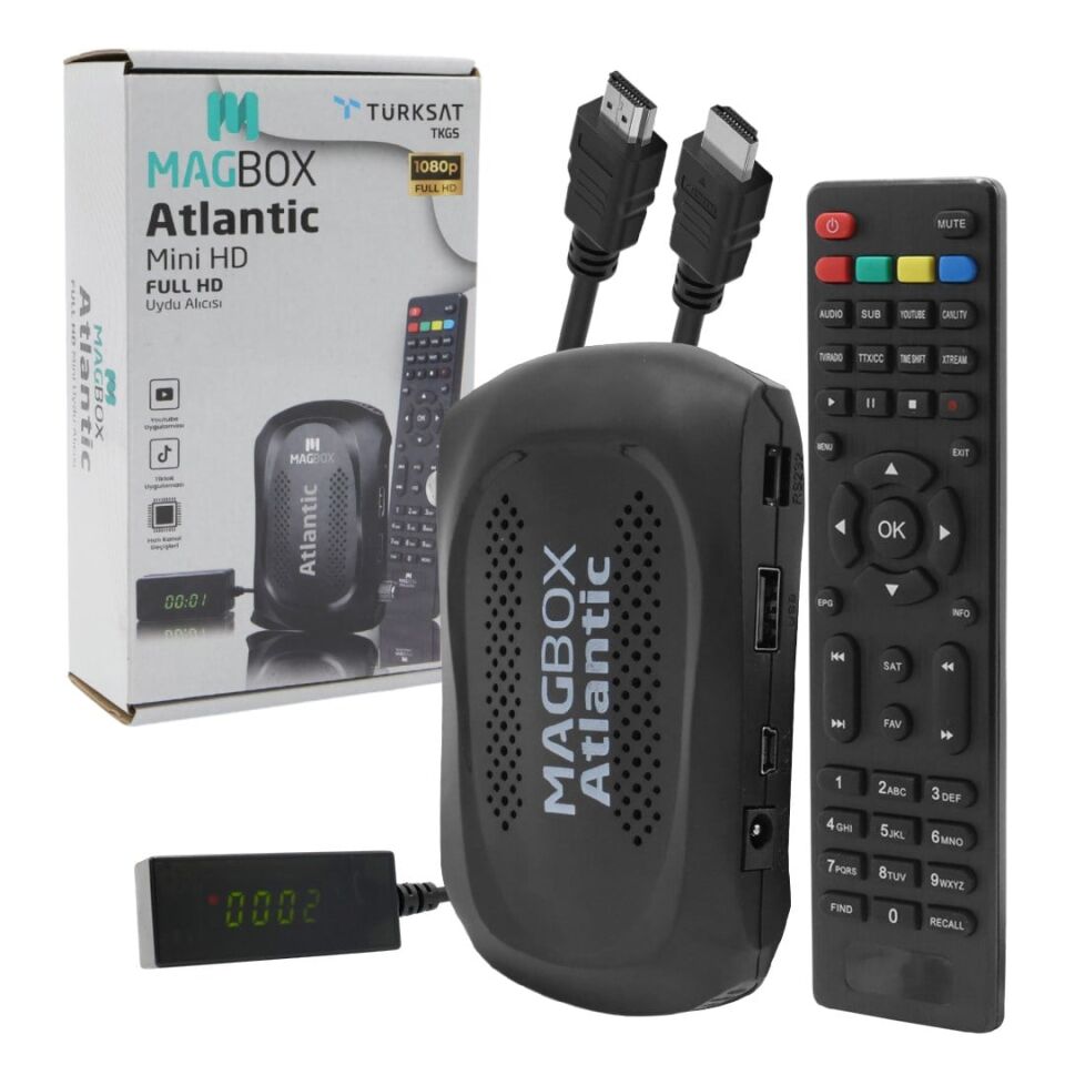 Magbox Atlantic Display Gözlü Tkgs'li 1080P Full HD Mini Uydu Alıcısı