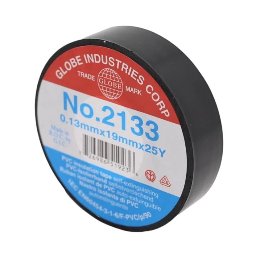 Globe NO2133 19Mm 25Yrd Vinil Alev Yürütmeyen İzole Bant 23 Metre Siyah Tekli