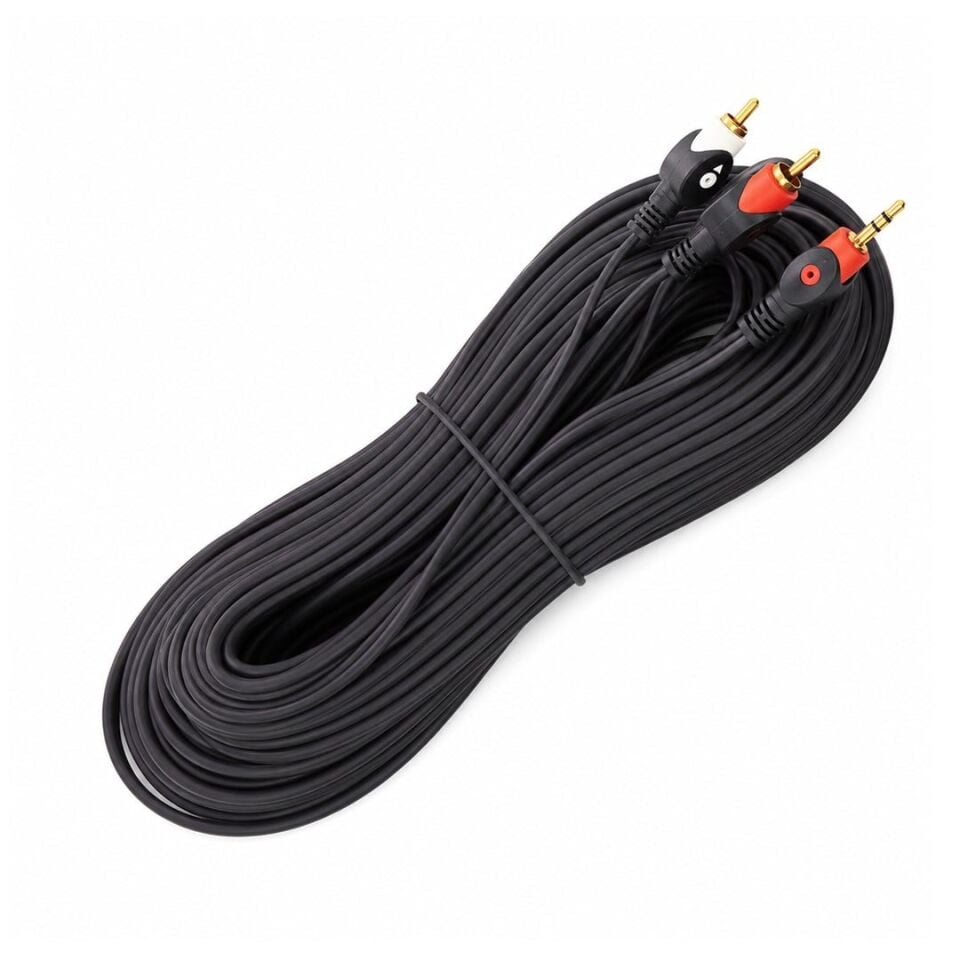 2 RCA 3.5mm Stereo Kablo 10 Metre Ses Kablosu