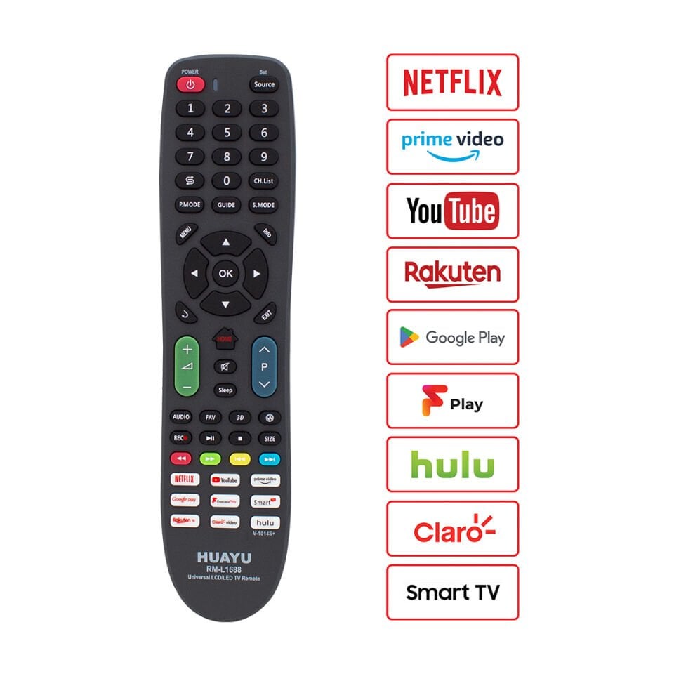 HUAYU RM-L1688 (V-1014S) NETFLIX-YOUTUBE-PRIME VIDEO-GOOGLE PLAY TUŞLU LCD LED TV UNIVERSAL KUMANDA