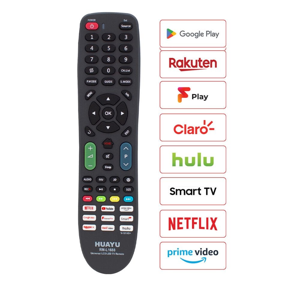 HUAYU RM-L1688 (V-1014S) NETFLIX-YOUTUBE-PRIME VIDEO-GOOGLE PLAY TUŞLU LCD LED TV UNIVERSAL KUMANDA