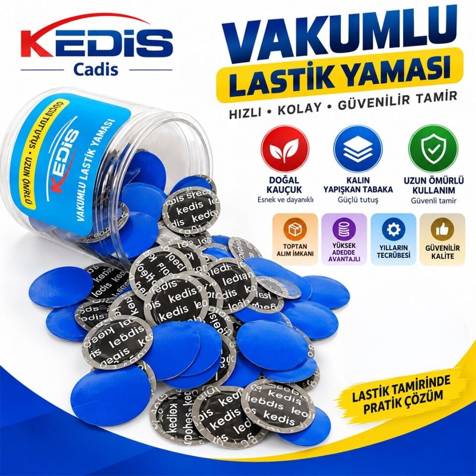 Sunup SN-38102 Lastik Tamir Yaması 32Mm Doğal Kauçuk Soğuk Yama Seti (200'Li Paket)