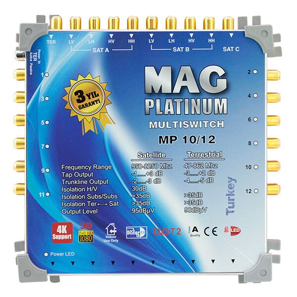 Ayt Mag Platinum 10-12 Sonlu Uydu Santrali Adaptör Dahil 2 Çanak 1 Digitürk Girişli Apartman Site Tipi Çanak Santral