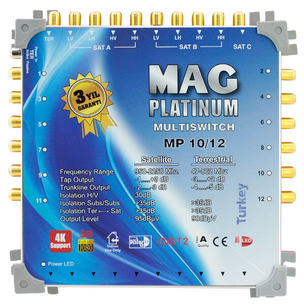 Ayt Mag Platinum 10-12 Kaskatlı Uydu Santrali Apartman Site Santrali Uydu Çanak Digitürk Uyumlu