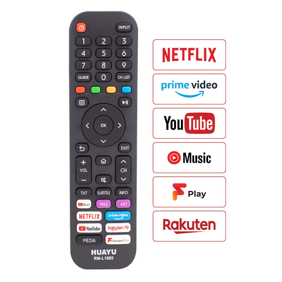 Ayt Huayu RM L1665 Ver 2.0 Hisense Netflix-Prime Video Youtube Rakuten Disney+ Tuşlu Lcd Led Tv Kumandası