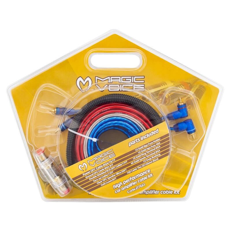 Magicvoice MV-2760 8GA Profesyonel Oto Amfi Güç Bağlantı Montaj Kablo Seti