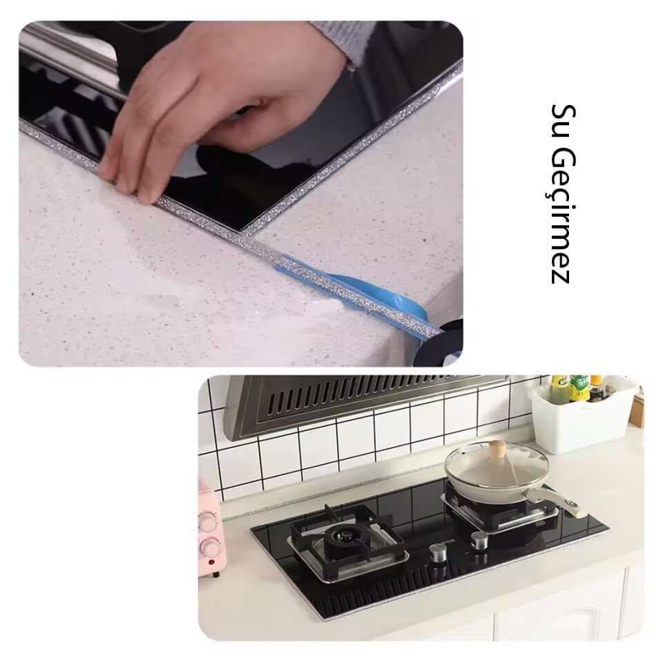 Ayt Sunup Banyo Mutfak Su Geçirmez Bant Simli Dekoratif Band 7 Mm 3 Metre Okyanus Mavisi