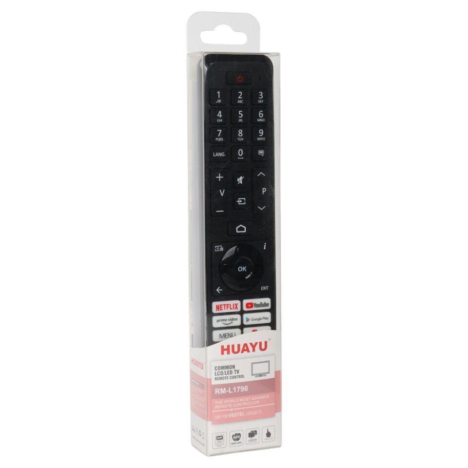 Huayu RM-L1796 Netflix-Youtube-Prime Video-Google Play- Menu-TV3 Play Tuşlu Vestel Universal Lcd Led Tv Kumanda