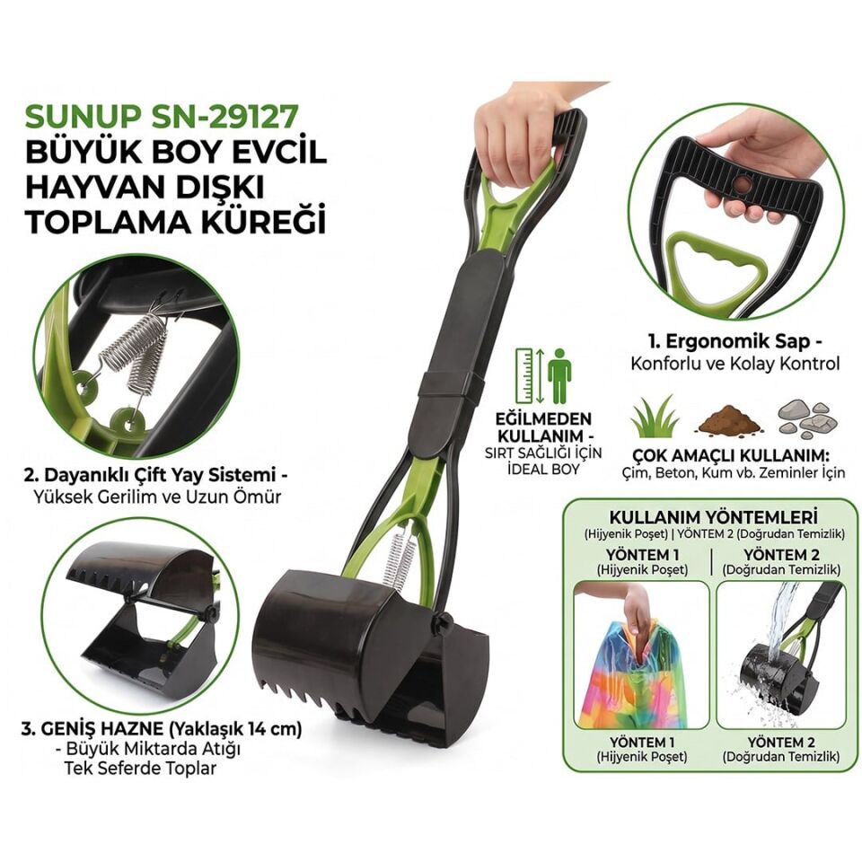 Sunup SN-29127 Büyük Boy Evcil Hayvan Dışkı Toplama Küreği