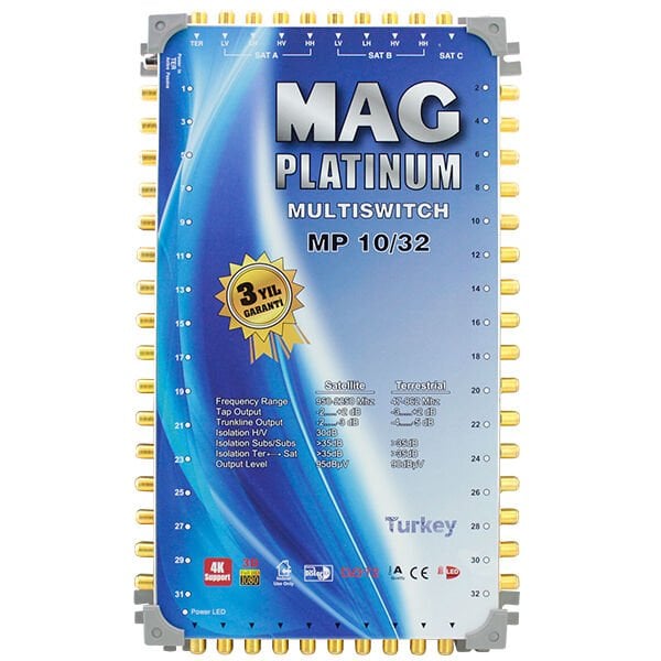 Ayt Mag Platinum 10-32 Kaskatlı Çanak Anten Ve Digitürk Girişli Apartman Site Tipi Uydu Santrali