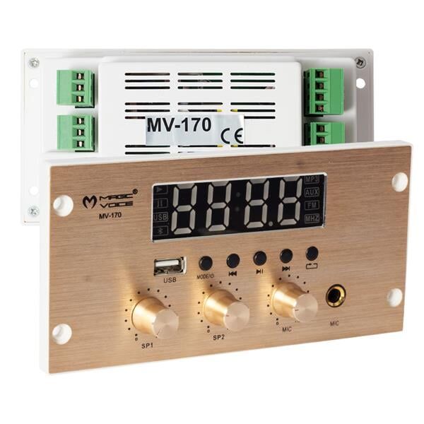 Magicvoice MV-170 USB Bluetooth Mikrofon Girişli 4x25W Müzik Kontrol Cihazı Sıva Altı