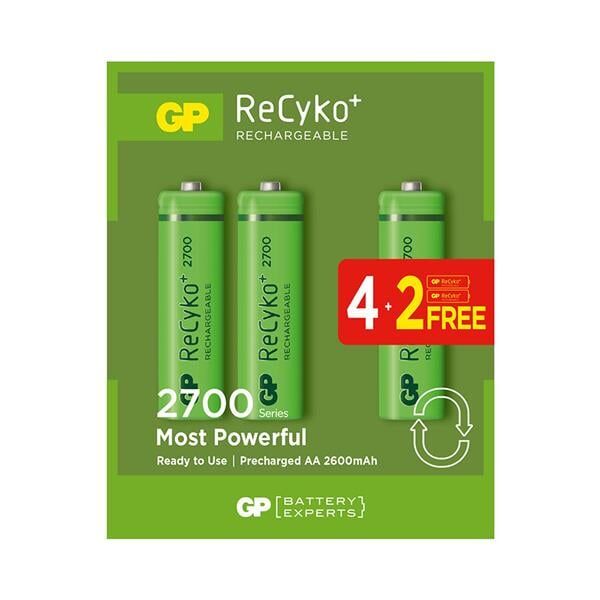 Gp 2600 AA Kalem 6 Lı Şarjlı Pil 4+2 Paket Fiyat Gri Renk pil