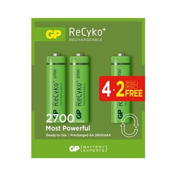 Gp 2600 AA Kalem 6 Lı Şarjlı Pil 4+2 Paket Fiyat Gri Renk pil