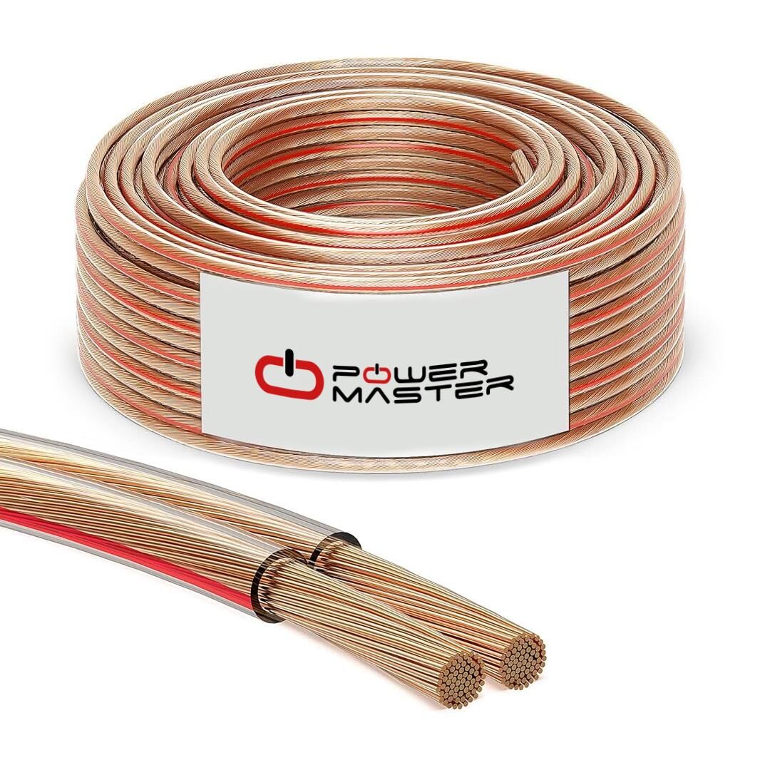 Powermaster 2x1.5 Full Bakır Şeffaf Hoparlör Kablosu 100 Metre