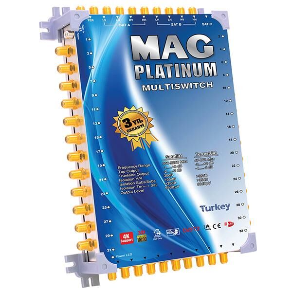 Ayt Mag Platinum 10-40 Sonlu Uydu Santrali + Adaptör Apartman Site Tipi Uydu Digitürk Santrali