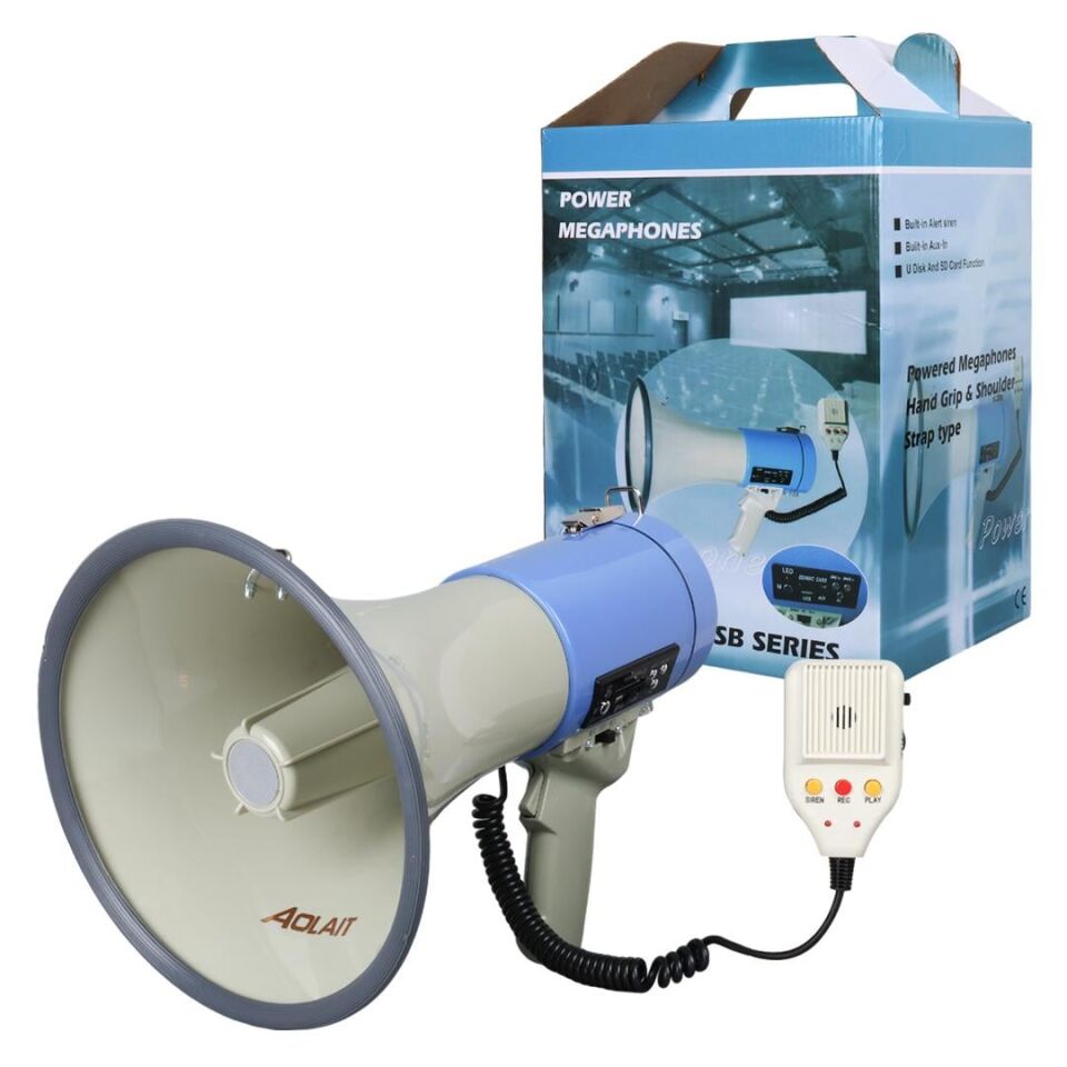 Magicvoice MV-66 USB SD MMC Mayklı 25 W Megafon Pilli Ve Şarj Üniteli Sirenli Can Kurtaran Yüksek Sesli Megafon