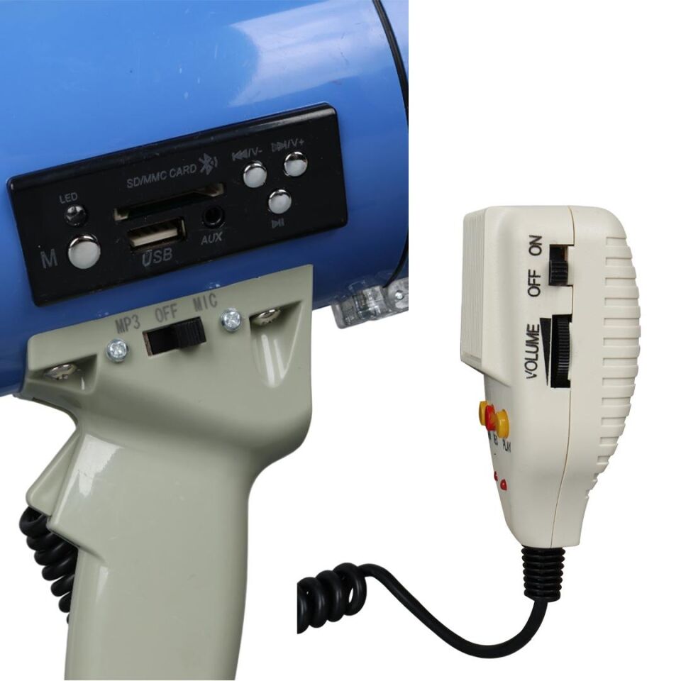 Magicvoice MV-66 USB SD MMC Mayklı 25 W Megafon Pilli Ve Şarj Üniteli Sirenli Can Kurtaran Yüksek Sesli Megafon