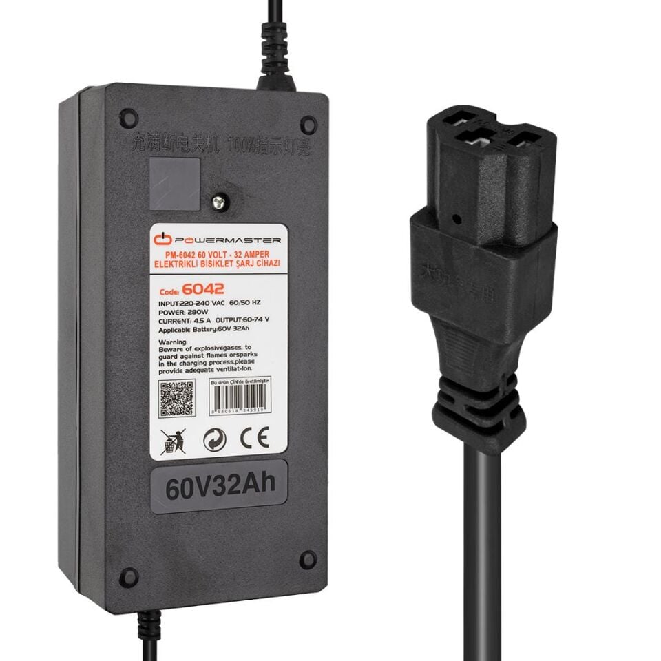 Powermaster 60 Volt 32 Amper Elektrikli Bisiklet Scooter Şarj Cihazı Aleti PM-6042