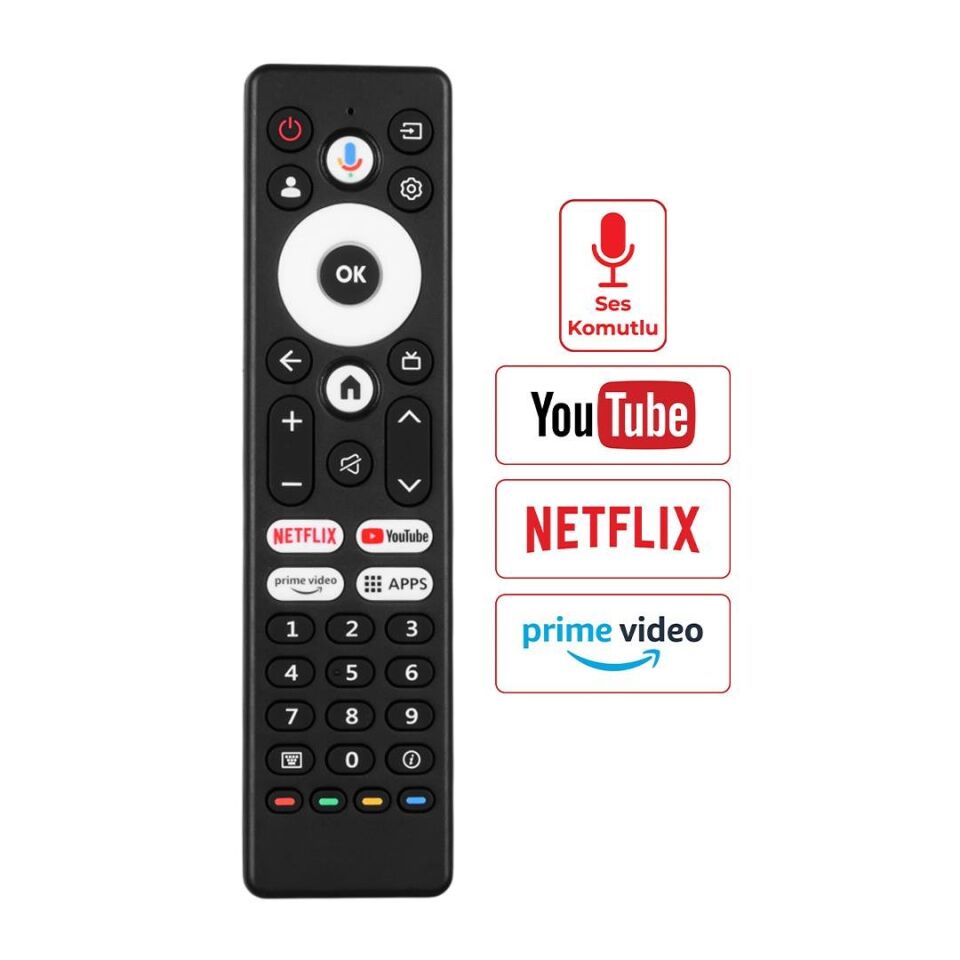 Ayt Arçelik A65 E 795 B Beko B43 D 697 B Grundig 55 GKU 700 Netflix Youtube Prime APPS Ses Komutlu Lcd Led Tv Kumanda