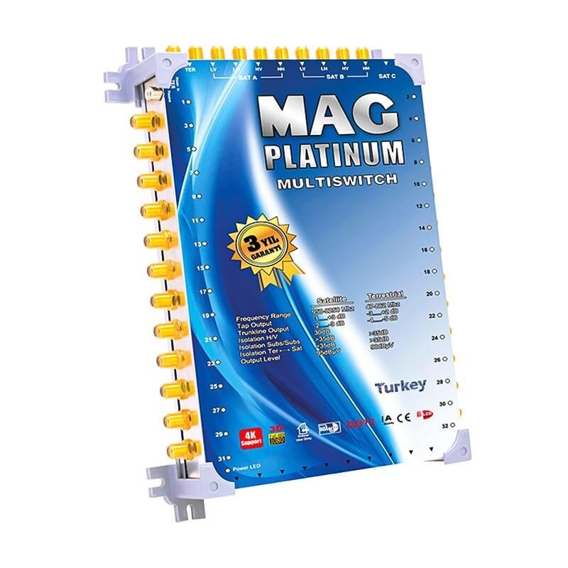 Ayt Mag Platinum 10-48 Sonlu Çanak Uydu Dijitürk Girişli Apartman Site Tipi Uydu Santrali + Adaptör Merkezi Uydu