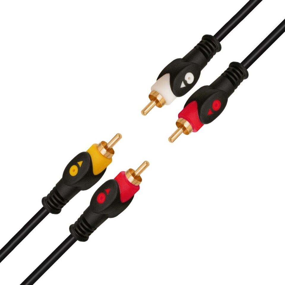Ayt 2 Rca 2 Rca Gold Kablo 1.5 Metre İki Ucu Renkli Ses Ve Görüntü Kablosu