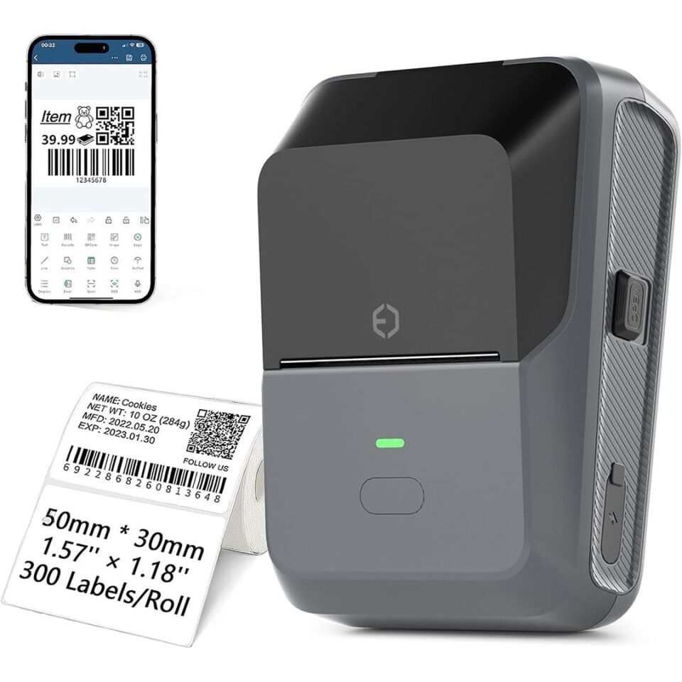 Powermaster PM-29886 Çok Amaçlı Bluetooth Destekli Taşınabilir Akıllı Termal Etiket Yazıcısı 55 Mm Adisyon Etiket Yazıcı