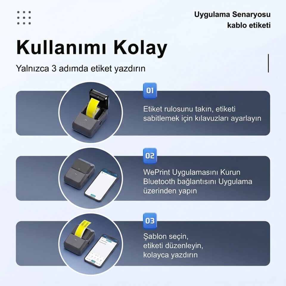 Powermaster PM-29886 Çok Amaçlı Bluetooth Destekli Taşınabilir Akıllı Termal Etiket Yazıcısı 55 Mm Adisyon Etiket Yazıcı