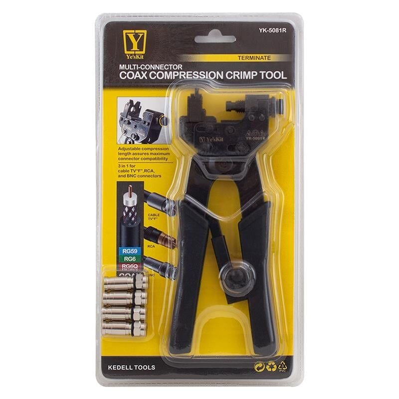 Powermaster YK-5081R F BNC RCA Konektör Kamera Ve Uydu Konnektörü Sıkma Pensesi