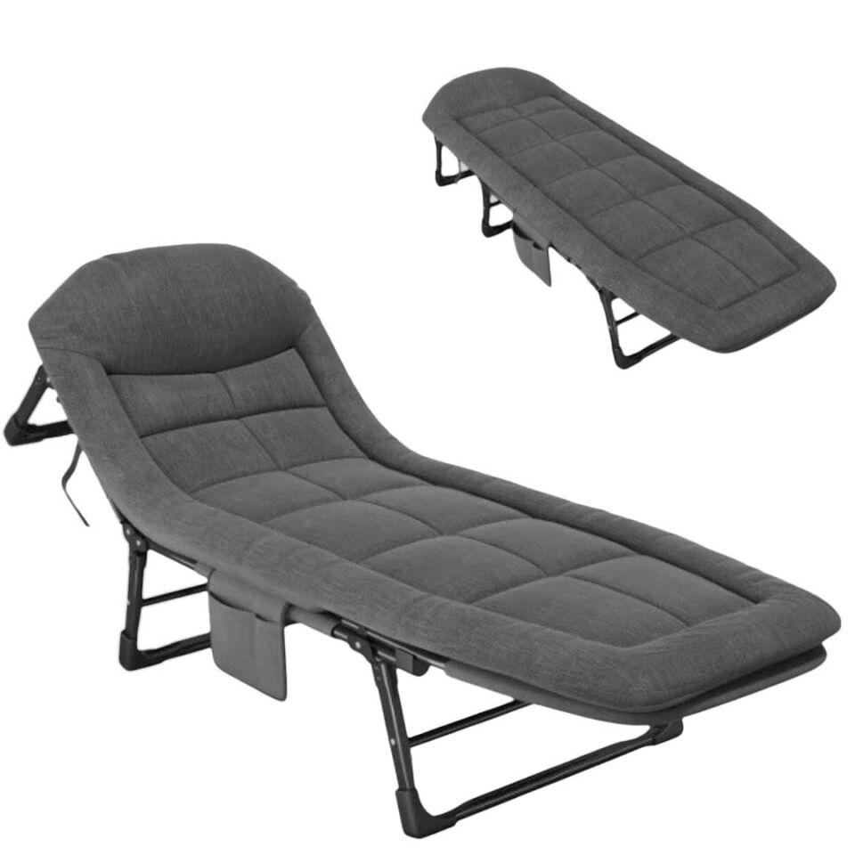 Sunup SN-24922 Taşınabilir Ayarlanabilir 5 Kademe Sünger Kamp Yatak Şezlong Koyu Gri