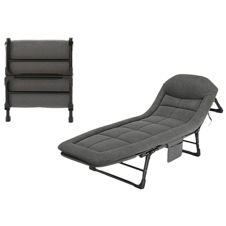 Sunup SN-24922 Taşınabilir Ayarlanabilir 5 Kademe Sünger Kamp Yatak Şezlong Koyu Gri