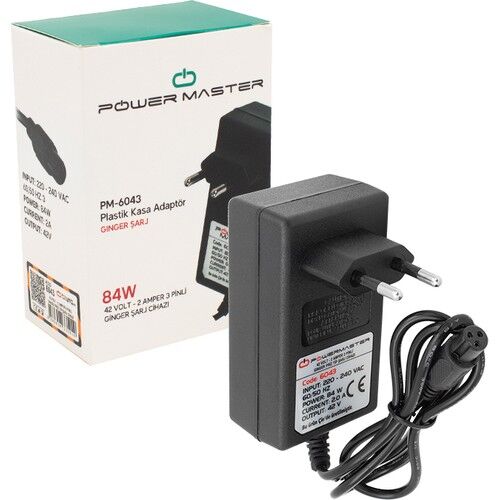 Powermaster Pm-6043 42 Volt 2 Amper 84 Watt 3 Pinli Priz Tipi Ginger Şarj Cihazı Adaptör