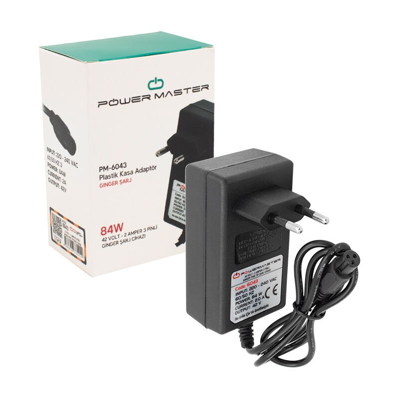 Powermaster Pm-6043 42 Volt 2 Amper 84 Watt 3 Pinli Priz Tipi Ginger Şarj Cihazı Adaptör
