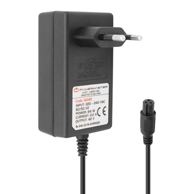 Powermaster Pm-6043 42 Volt 2 Amper 84 Watt 3 Pinli Priz Tipi Ginger Şarj Cihazı Adaptör