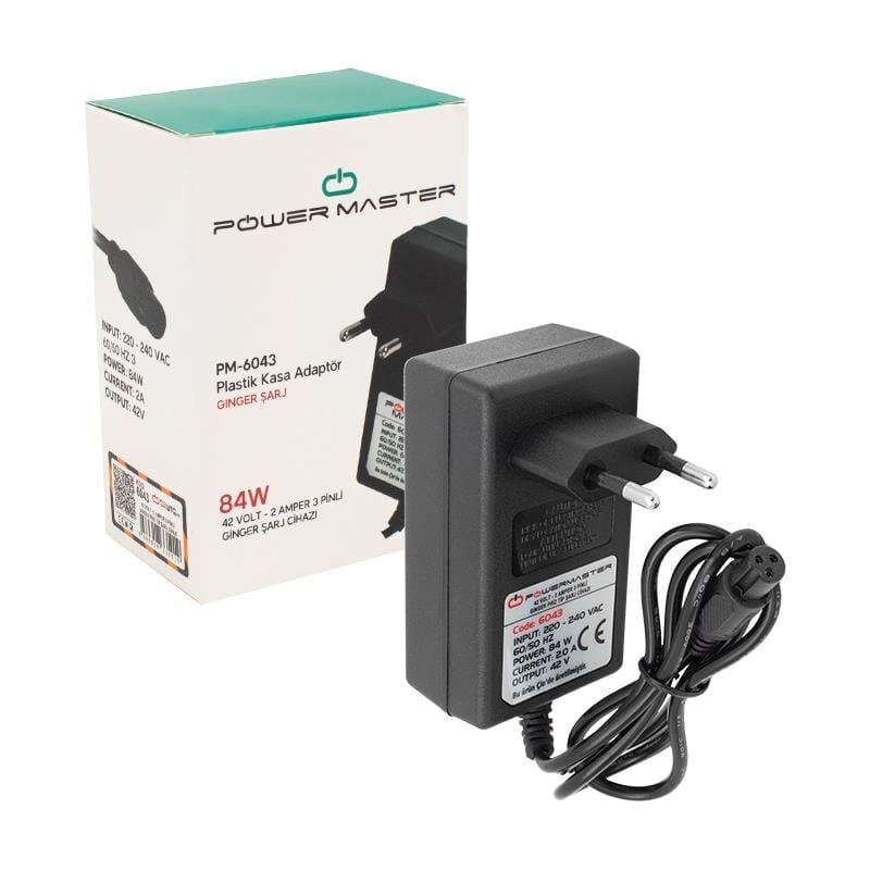 Powermaster Pm-6043 42 Volt 2 Amper 84 Watt 3 Pinli Priz Tipi Ginger Şarj Cihazı Adaptör