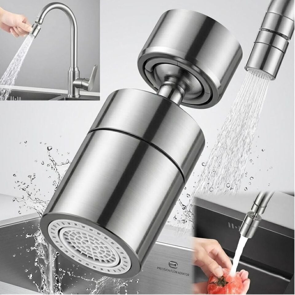 Sunup SN-29317 Çift Hız Ayarlı Gümüş Renk Musluk Başlığı Tayzik Tasarruf Aparatı