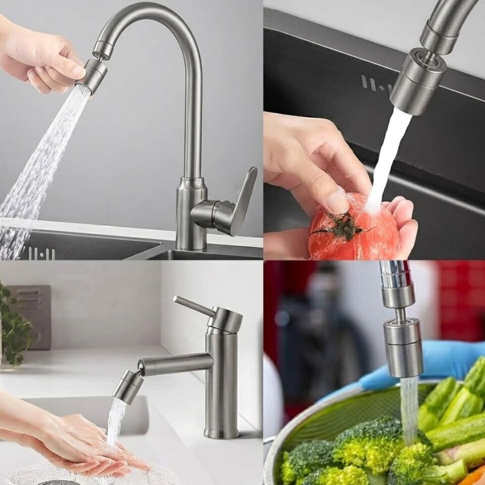 Sunup SN-29317 Çift Hız Ayarlı Gümüş Renk Musluk Başlığı Tayzik Tasarruf Aparatı